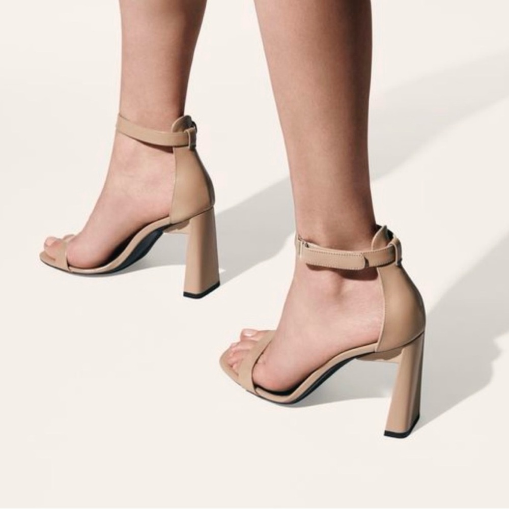 VIA SPIGA Women's Faxon Angular Heel Sandal Heeled in Nude Tan Beige Camel 6